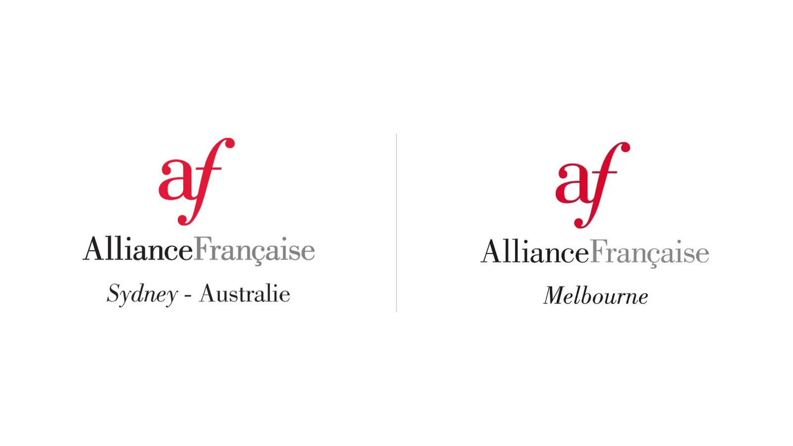 The logos of the Alliance Française de Sydney and the Alliance Française de Melbourne, side by side.